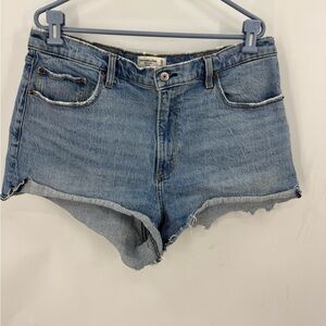 Abercrombie & Fitch high-rise "The Mom Short" curve love denim shorts, 33/16
